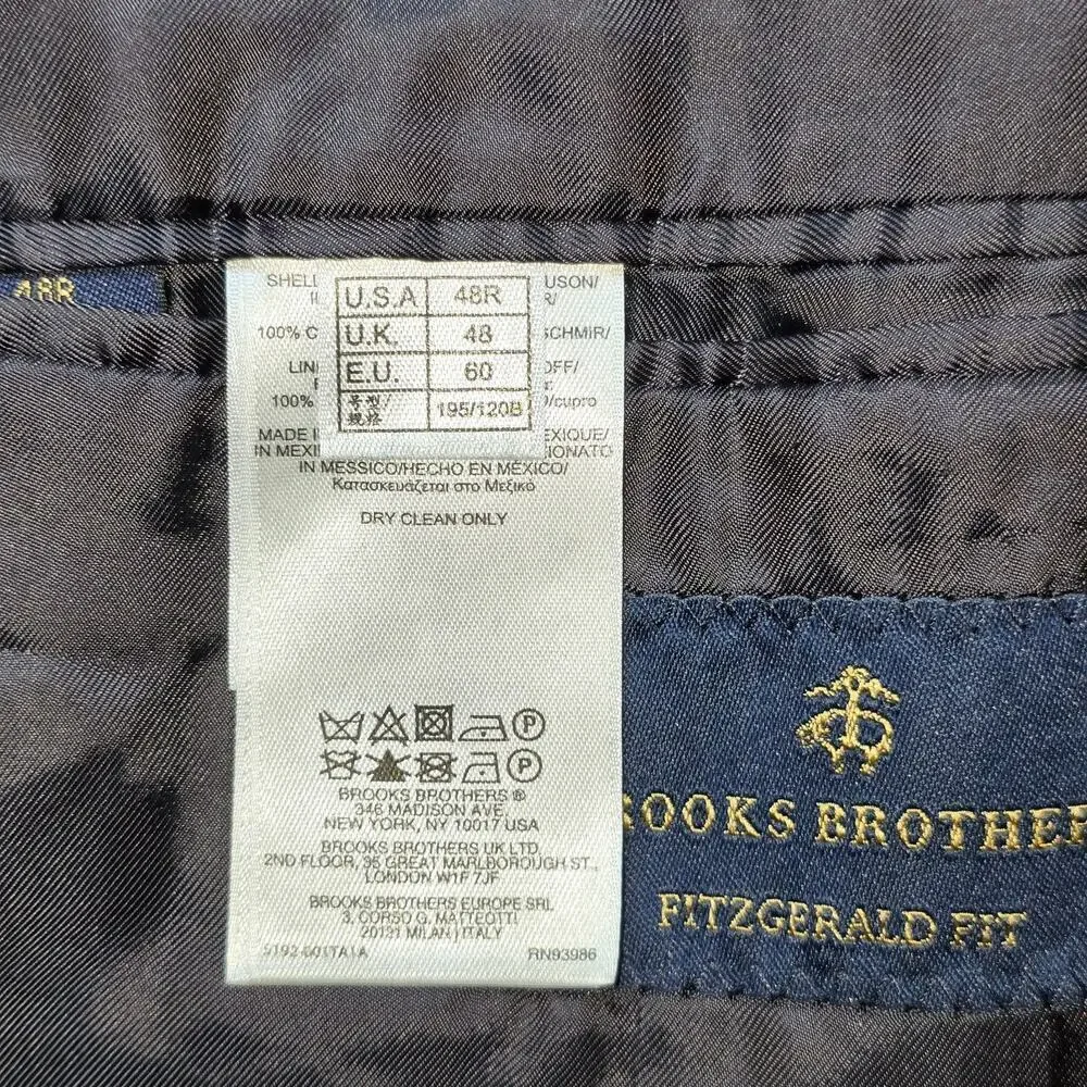 Brooks Brothers Fitzgerald Fit Blazer 48R- 100% Italian Cashmere Tollegno 1900